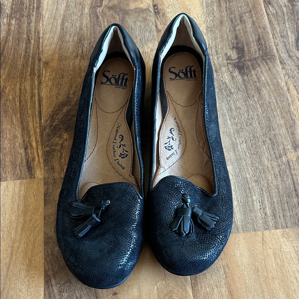 Söfft Women's Black Natural Leather Lining Loafers
